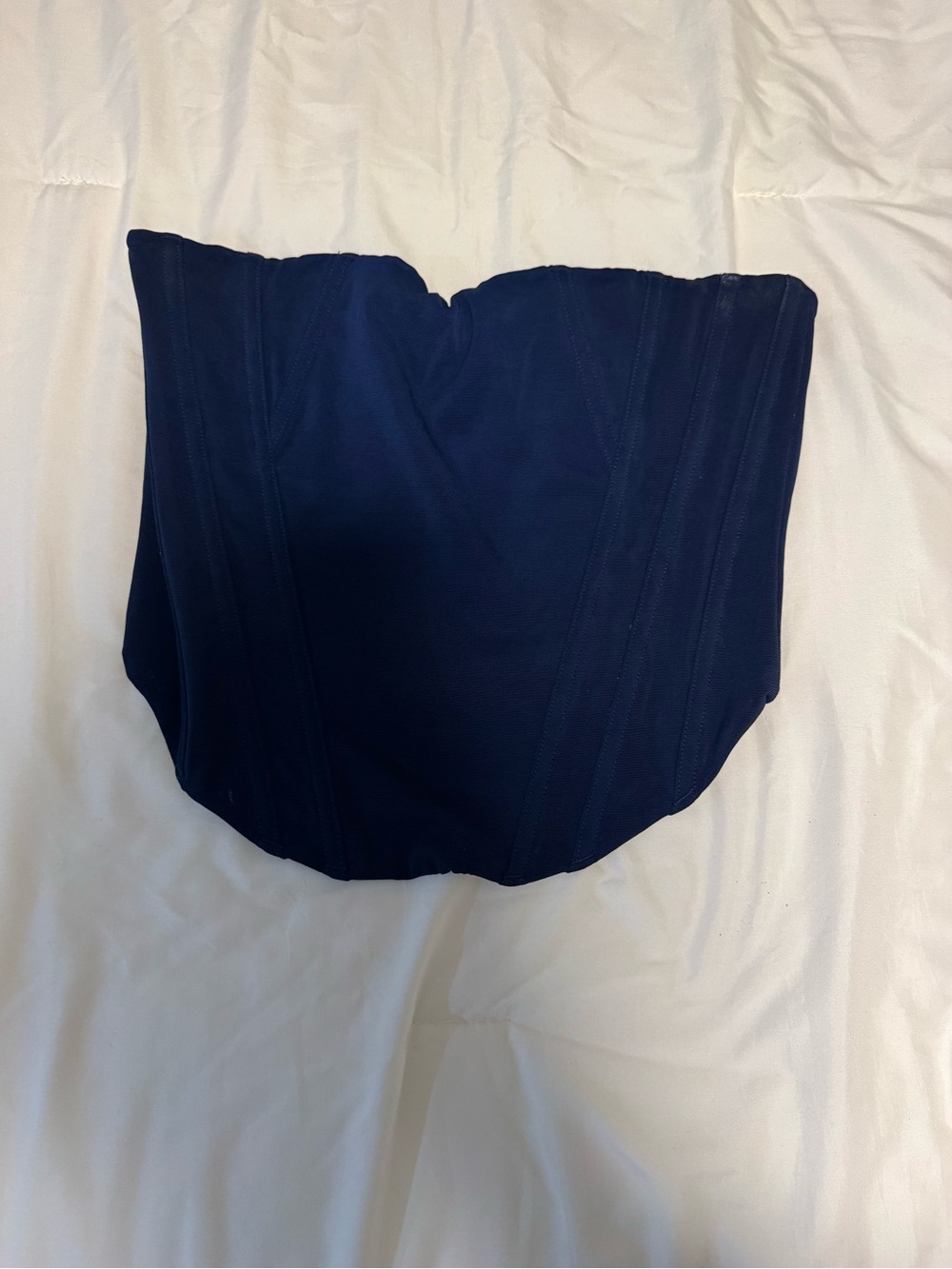 White Fox Strapless Navy Corset Top